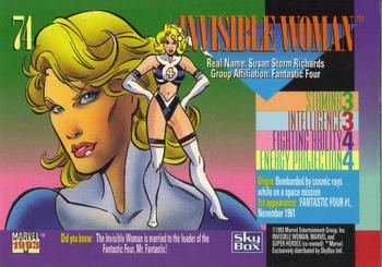 1993 SkyBox Marvel Universe #74 Invisible Woman Back