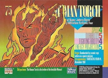 1993 SkyBox Marvel Universe #75 Human Torch Back