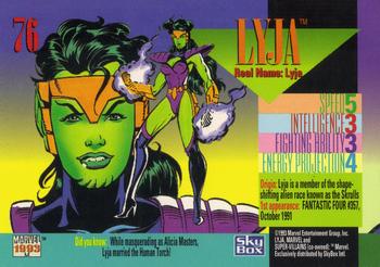 1993 SkyBox Marvel Universe #76 Lyja Back