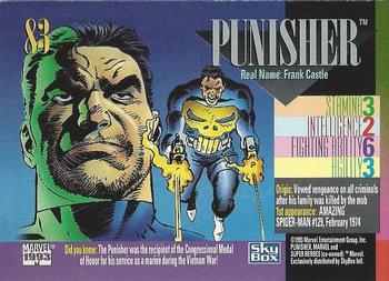 1993 SkyBox Marvel Universe #83 Punisher Back