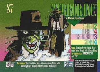 1993 SkyBox Marvel Universe #87 Terror, Inc. Back