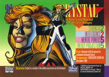 1993 SkyBox Marvel Universe #92 Crystal Back