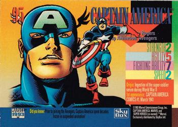 1993 SkyBox Marvel Universe #95 Captain America Back