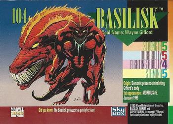 1993 SkyBox Marvel Universe #104 Basilisk Back