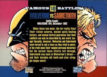 1993 SkyBox Marvel Universe #149 Wolverine / Sabretooth Back