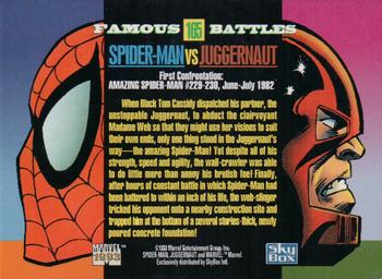 1993 SkyBox Marvel Universe #165 Spider-Man / Juggernaut Back