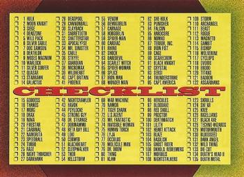 1993 SkyBox Marvel Universe #180 Checklist Front
