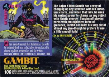1994 Fleer Marvel Universe #100 Gambit Back