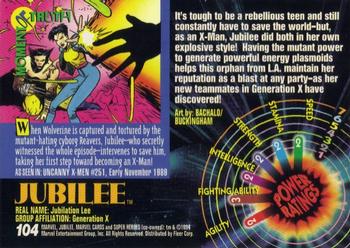 1994 Fleer Marvel Universe #104 Jubilee Back