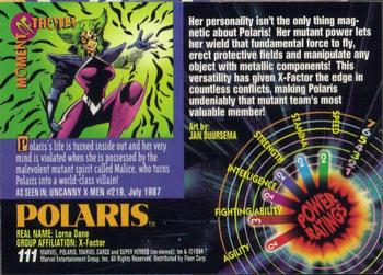 1994 Fleer Marvel Universe #111 Polaris Back
