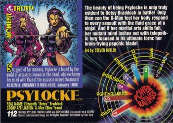 1994 Fleer Marvel Universe #112 Psylocke Back