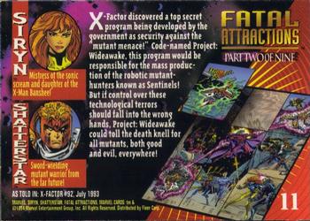 1994 Fleer Marvel Universe #11 Siryn / Shatterstar FA Back