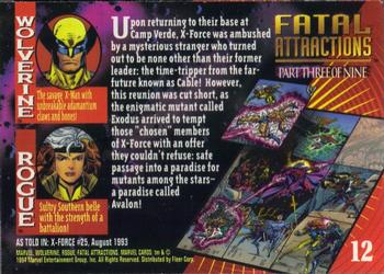 1994 Fleer Marvel Universe #12 Wolverine & Rogue FA Back
