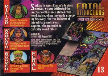 1994 Fleer Marvel Universe #13 Rictor, Warpath, Boomer & Feral FA Back