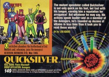 1994 Fleer Marvel Universe #149 Quicksilver Back