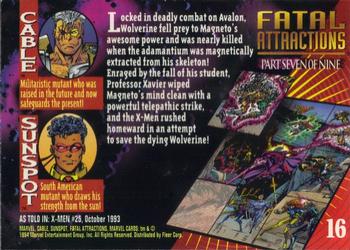 1994 Fleer Marvel Universe #16 Cable & Sunspot Back