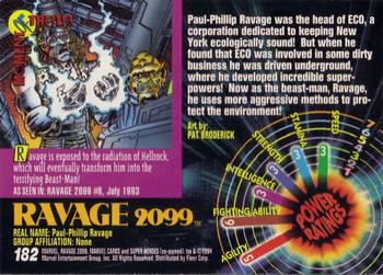 1994 Fleer Marvel Universe #182 Ravage 2099 Back