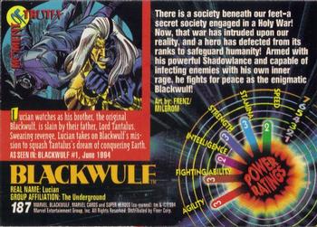1994 Fleer Marvel Universe #187 Blackwulf Back