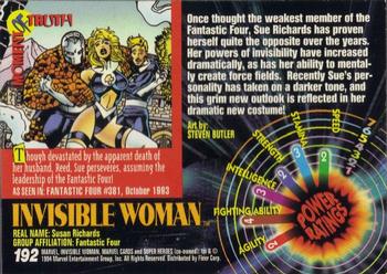 1994 Fleer Marvel Universe #192 Invisible Woman Back