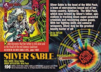 1994 Fleer Marvel Universe #196 Silver Sable Back