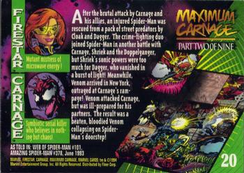1994 Fleer Marvel Universe #20 Firestar & Carnage Back