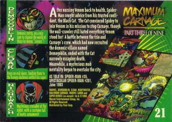 1994 Fleer Marvel Universe #21 Demogoblin, Cloak & Nightwatch Back