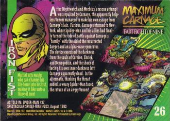 1994 Fleer Marvel Universe #26 Iron Fist Back