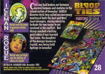 1994 Fleer Marvel Universe #28 Iceman & Rogue Back