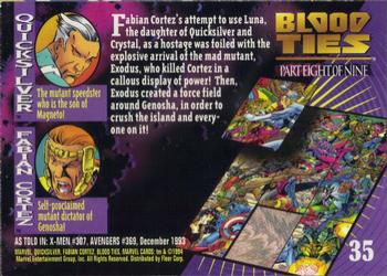 1994 Fleer Marvel Universe #35 Quicksilver & Fabian Cortez Back