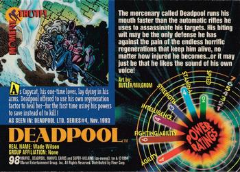 1994 Fleer Marvel Universe #98 Deadpool Back