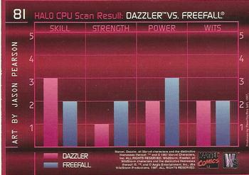 1997 Fleer/SkyBox Marvel vs. Wildstorm #81 Dazzler vs. Freefall Back