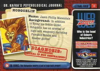 1996 Fleer/SkyBox Marvel Vision #11 Hobgoblin Back