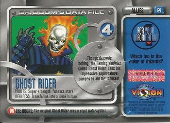 1996 Fleer/SkyBox Marvel Vision #69 Ghost Rider Back