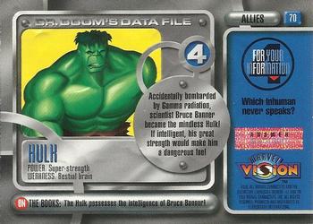 1996 Fleer/SkyBox Marvel Vision #70 Hulk Back