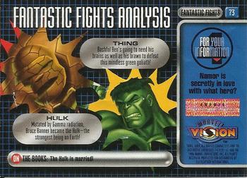 1996 Fleer/SkyBox Marvel Vision #73 Thing vs. Hulk Back