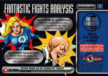 1996 Fleer/SkyBox Marvel Vision #75 Invisible Woman vs. Puppet Master Back