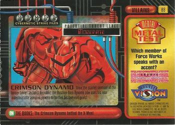 1996 Fleer/SkyBox Marvel Vision #88 Crimson Dynamo Back