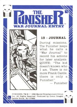 1992 Comic Images Punisher Guts and Gunpowder (Punisher War Journal) #13 Journal Back