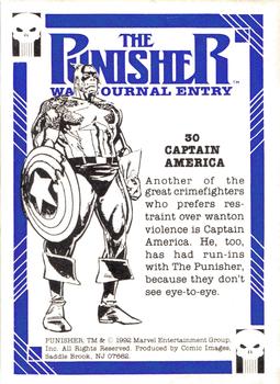 1992 Comic Images Punisher Guts and Gunpowder (Punisher War Journal) #30 Captain America Back