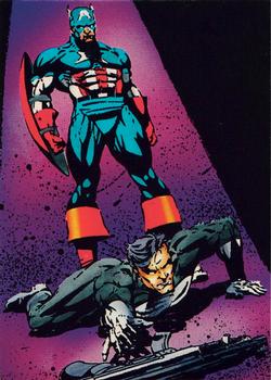 1992 Comic Images Punisher Guts and Gunpowder (Punisher War Journal) #30 Captain America Front