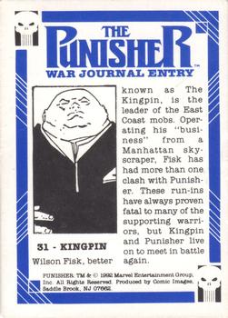 1992 Comic Images Punisher Guts and Gunpowder (Punisher War Journal) #31 Kingpin Back