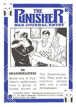 1992 Comic Images Punisher Guts and Gunpowder (Punisher War Journal) #58 Shadowmasters Back
