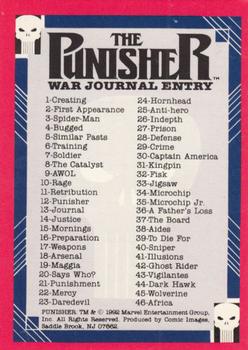 1992 Comic Images Punisher Guts and Gunpowder (Punisher War Journal) #90 The Punisher War Journal Entry (Checklist) Front
