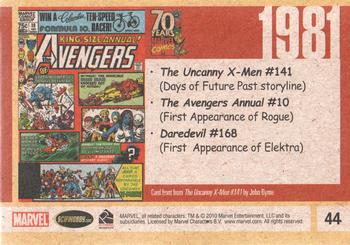 2010 Rittenhouse 70 Years of Marvel Comics #44 1981 Back