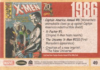 2010 Rittenhouse 70 Years of Marvel Comics #49 1986 Back