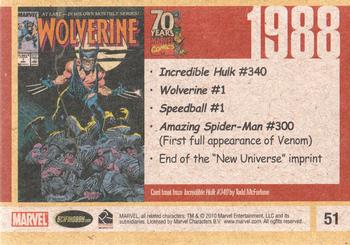 2010 Rittenhouse 70 Years of Marvel Comics #51 1988 Back