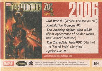 2010 Rittenhouse 70 Years of Marvel Comics #69 2006 Back