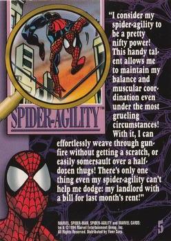 1994 Fleer The Amazing Spider-Man #5 Spider-Agility Back