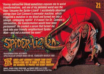 1994 Fleer The Amazing Spider-Man #21 Spider-Lizard Back