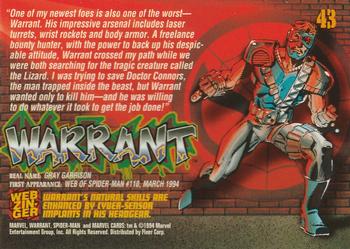 1994 Fleer The Amazing Spider-Man #43 Warrant Back